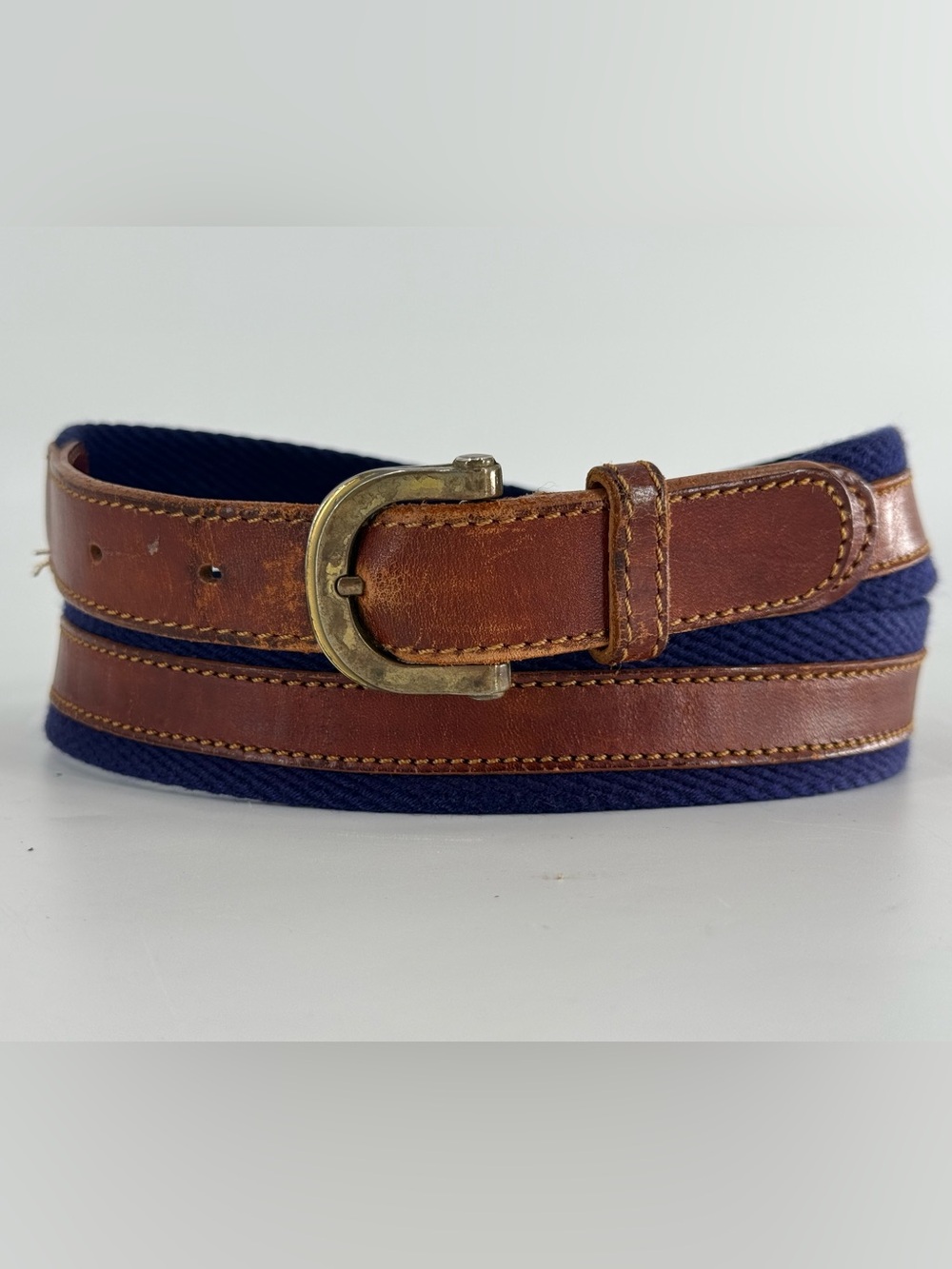 Christian Dior‎ Vintage Leather & Canvas Belt 36